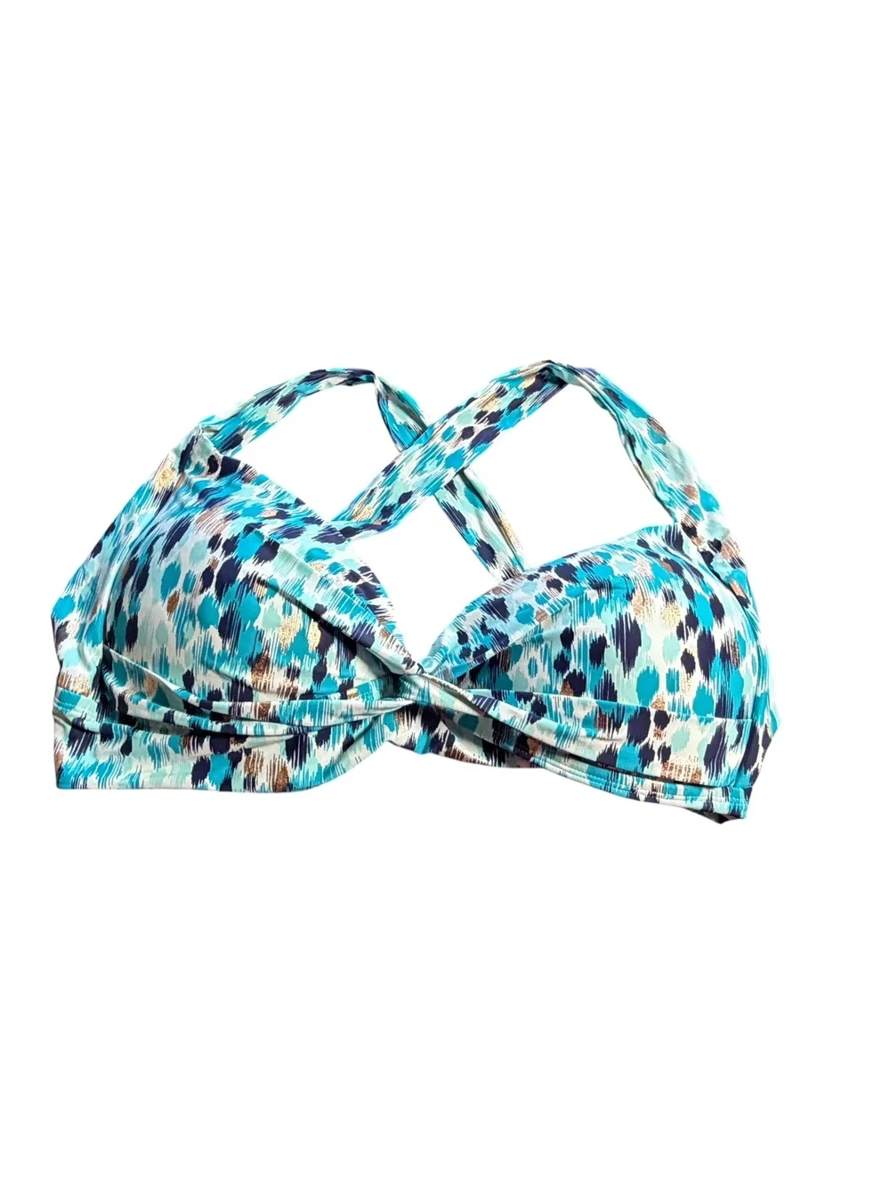 LA BLANCA cross back plus size molded cup push up bikini top size 18W NWT